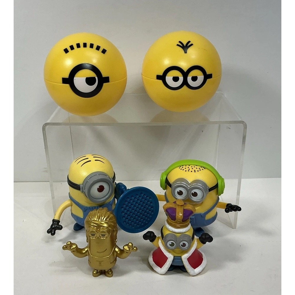 Lot of 6 Despicable Me Minions McDonalds Toys King Bob Golden Minion Stuart